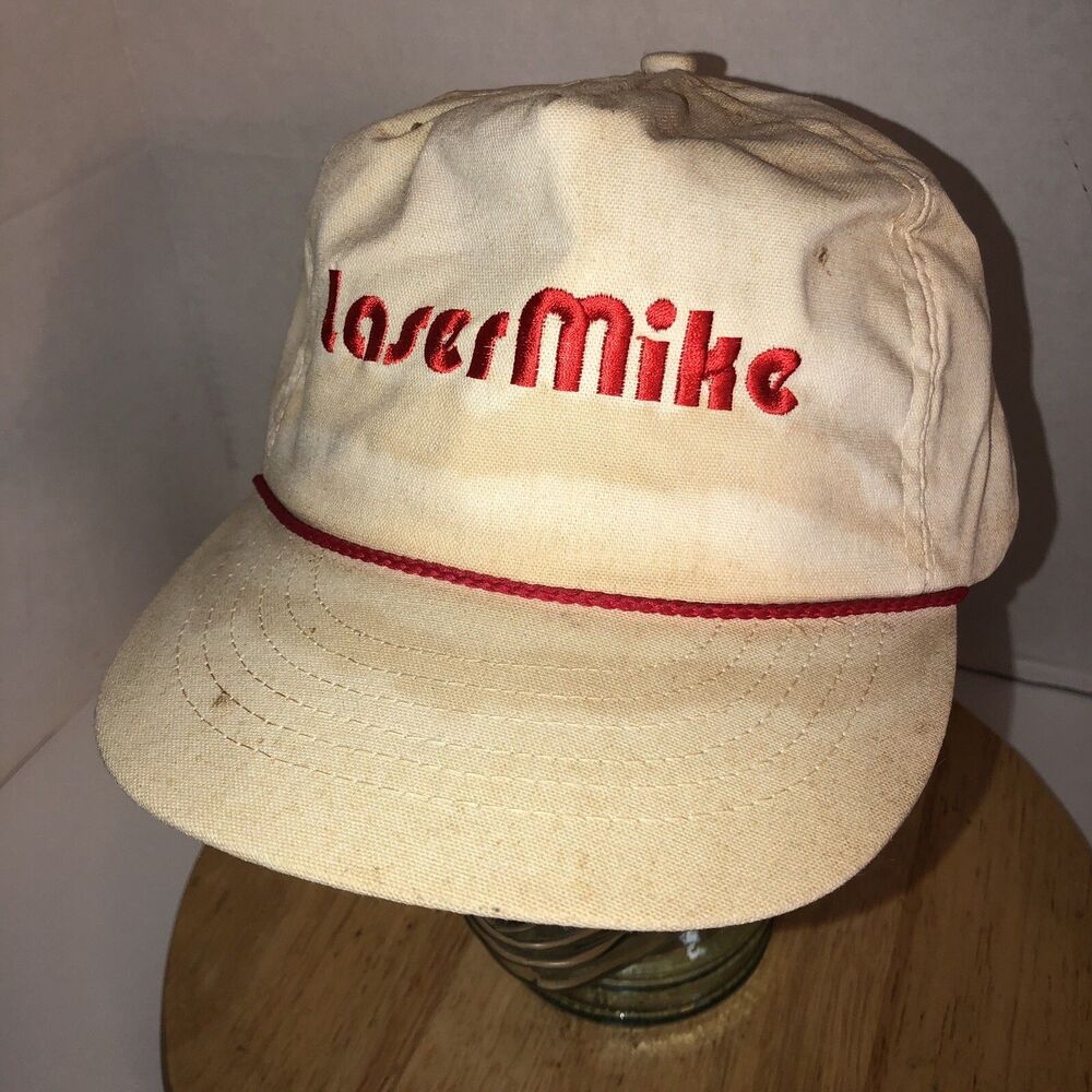 Vintage LASERMIKE 80s USA Distressed Hat Cap Snapback Laser Mike NDC Worn RARE